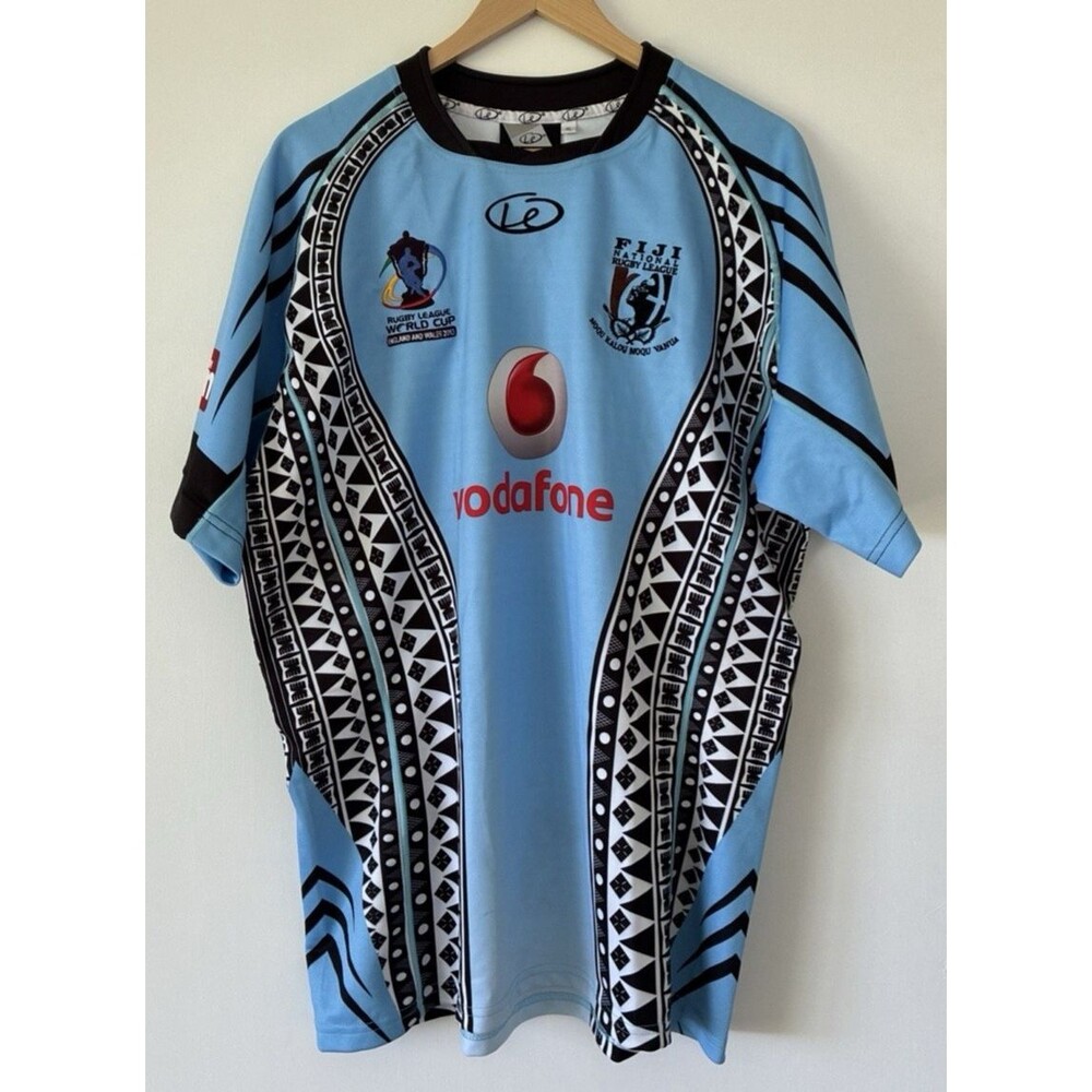 Fiji Rugby League World Cup Jersey XL Vodafone Blue Tribal Rugby Shirt